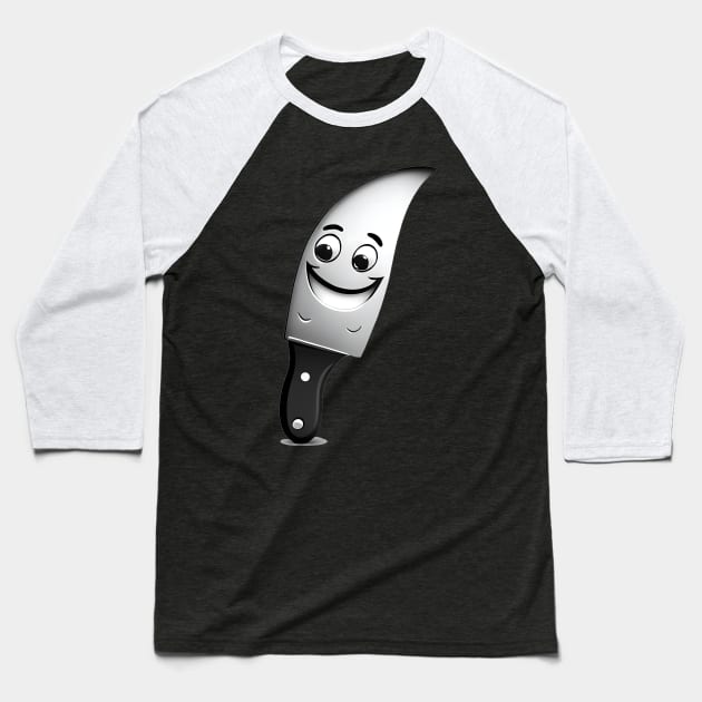 Comic Coolness: Unleash Fun with a Funny Smile Knife Design Baseball T-Shirt by MLArtifex